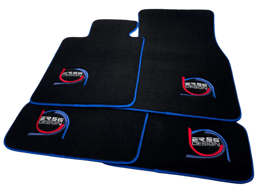 Black Floor Mats For BMW 3 Series F31 5-doors Wagon ER56 Design Limited Edition Blue Trim - AutoWin