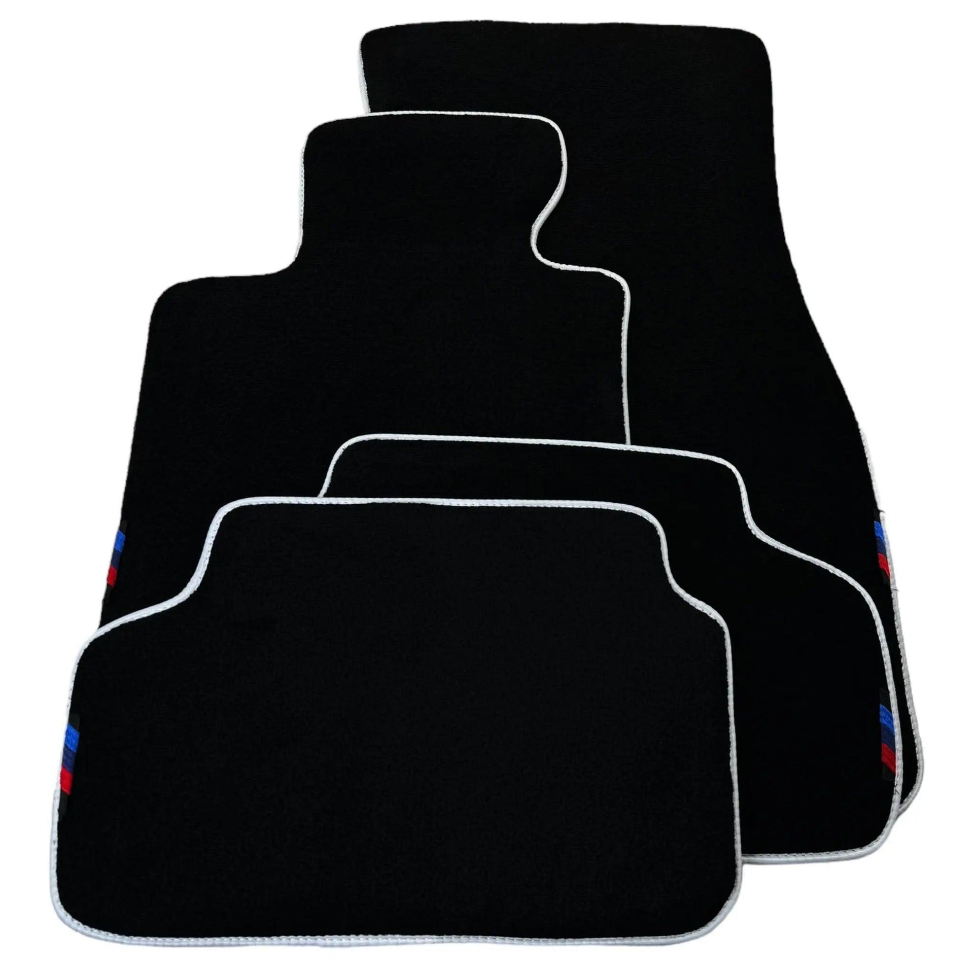 Black Floor Mats For BMW 5 Series F10 | White Trim - AutoWin