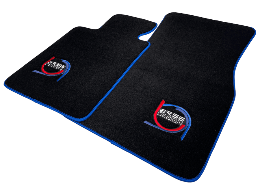 Black Floor Mats For BMW M3 E30 ER56 Design Limited Edition Blue Trim - AutoWin