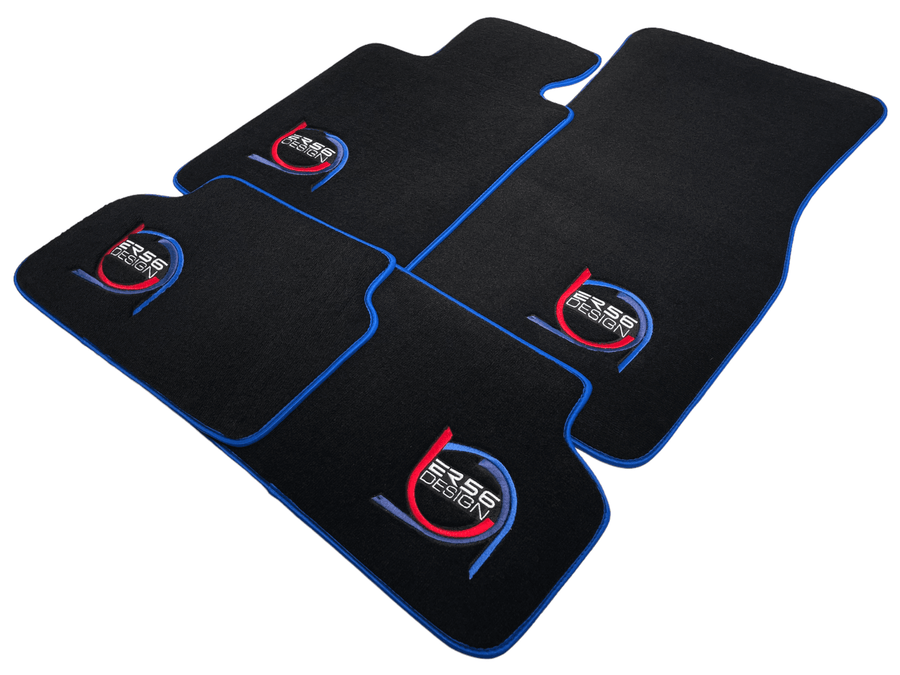 Black Floor Mats For BMW M3 E30 ER56 Design Limited Edition Blue Trim - AutoWin