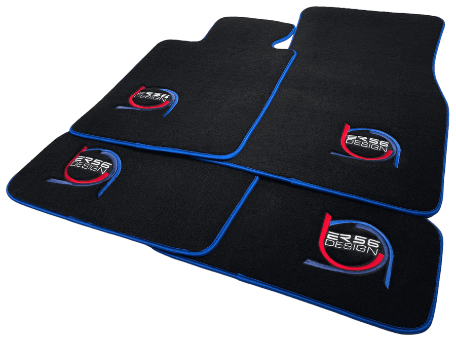 Black Floor Mats For BMW M5 E60 ER56 Design Limited Edition Blue Trim - AutoWin