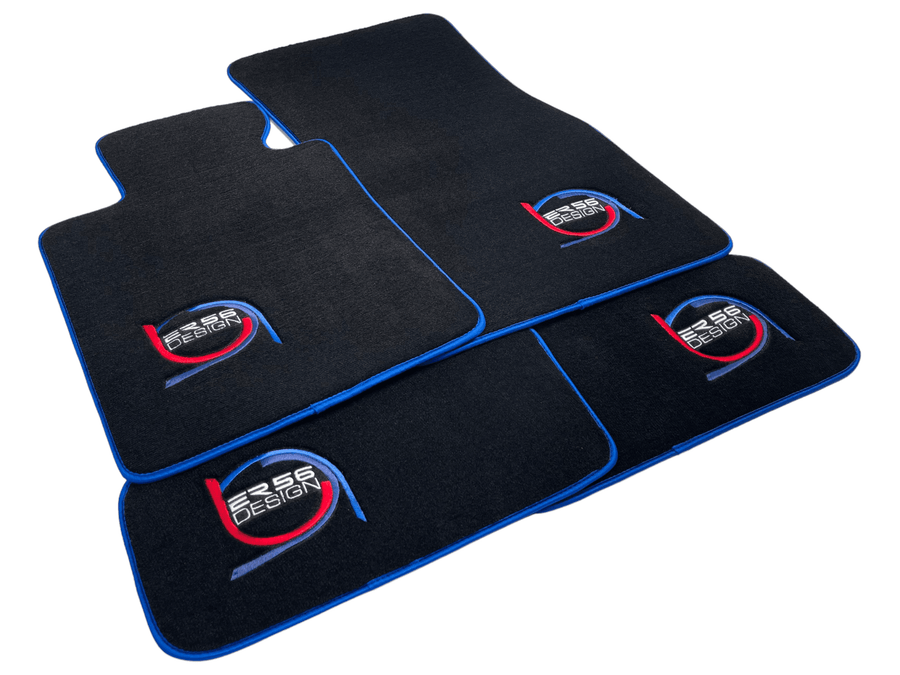 Black Floor Mats For BMW M5 E60 ER56 Design Limited Edition Blue Trim - AutoWin
