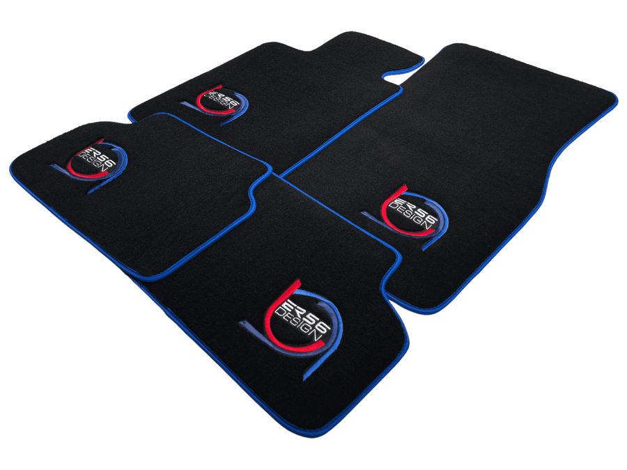 Black Floor Mats For BMW M6 F06 Gran Coupe ER56 Design Limited Edition Blue Trim - AutoWin