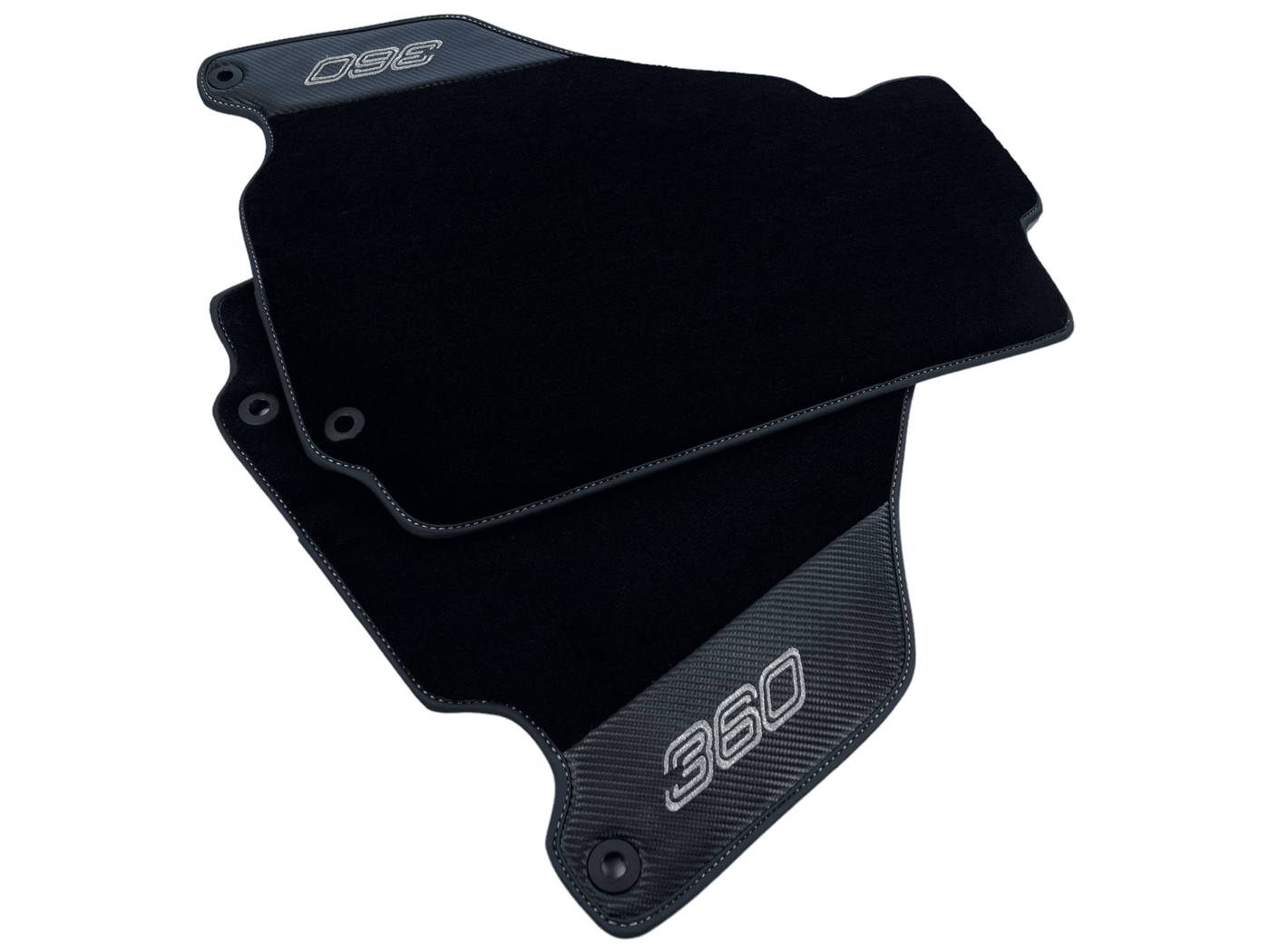 Black Floor Mats For Ferrari 360 Modena 1999-2005 With Carbon Fiber Leather - AutoWin