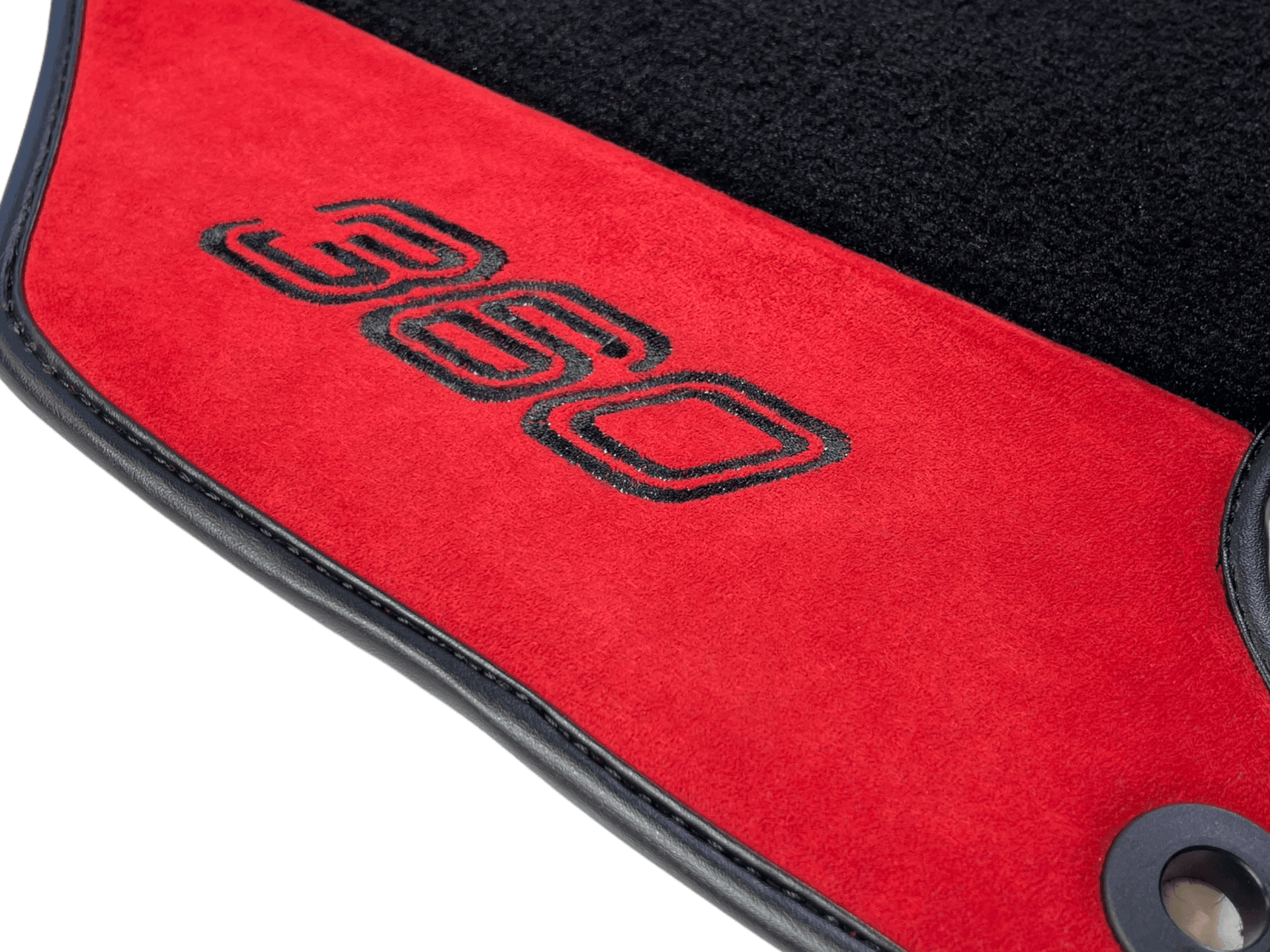 Black Floor Mats For Ferrari 360 Modena 1999-2005 With Red Alcantara Leather - AutoWin