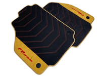 Black Floor Mats For Ferrari F8 Spider 2019-2022 With Tan Alcantara Leather - AutoWin