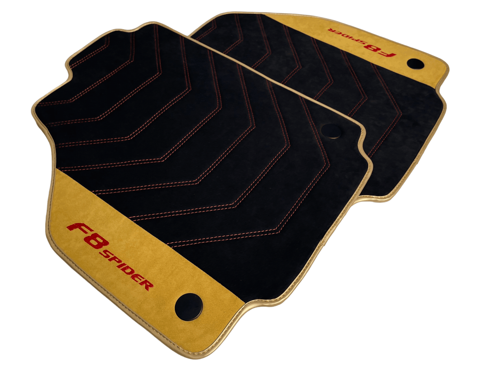 Black Floor Mats For Ferrari F8 Spider 2019-2022 With Tan Alcantara Leather - AutoWin