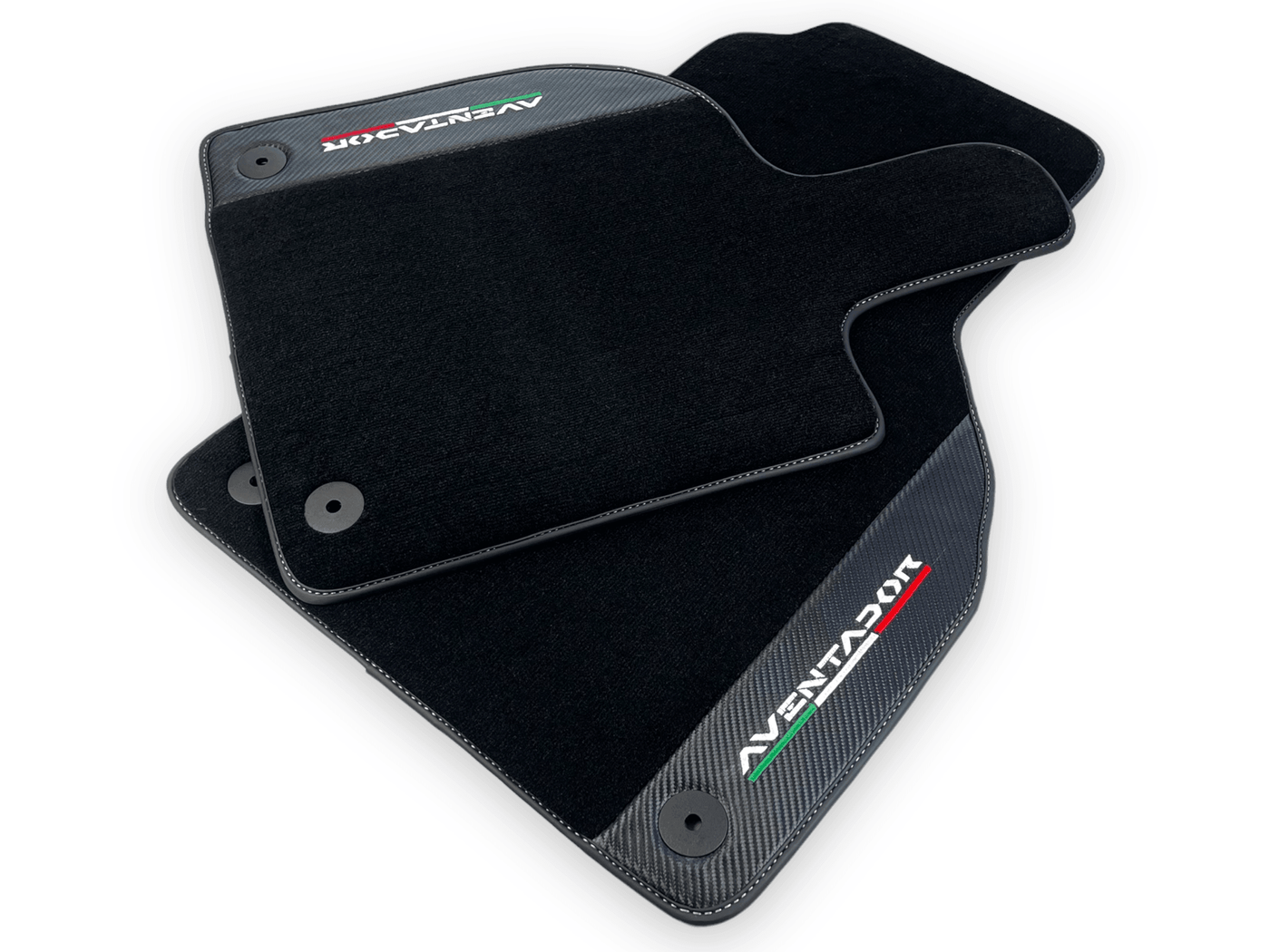 Black Floor Mats for Lamborghini Aventador With Carbon Fiber Leather - AutoWin