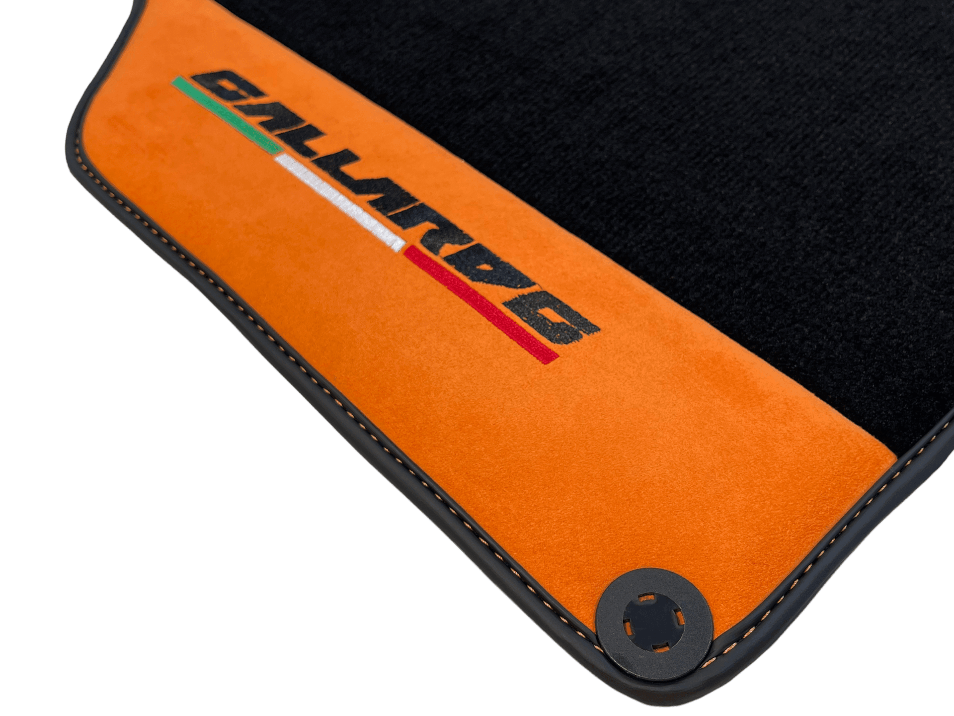 Black Floor Mats for Lamborghini Gallardo With Orange Alcantara Leather - AutoWin