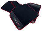 Black Floor Mats for Lamborghini Huracan with Alcantara Leather And Red Trim - AutoWin