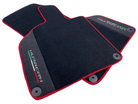 Black Floor Mats for Lamborghini Huracan with Alcantara Leather And Red Trim - AutoWin