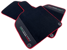 Black Floor Mats for Lamborghini Huracan with Alcantara Leather And Red Trim - AutoWin