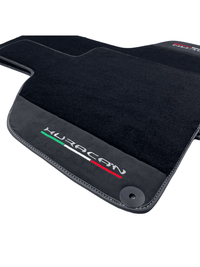 Black Carpet Floor Mats for Lamborghini Huracan with Alcantara Leather - AutoWin