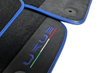 Black Floor Mats For Lamborghini Urus With Alcantara Leather Dark Blue Trim - AutoWin
