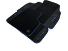 Black Floor Mats For Lamborghini Urus With Alcantara Leather Dark Blue Trim - AutoWin