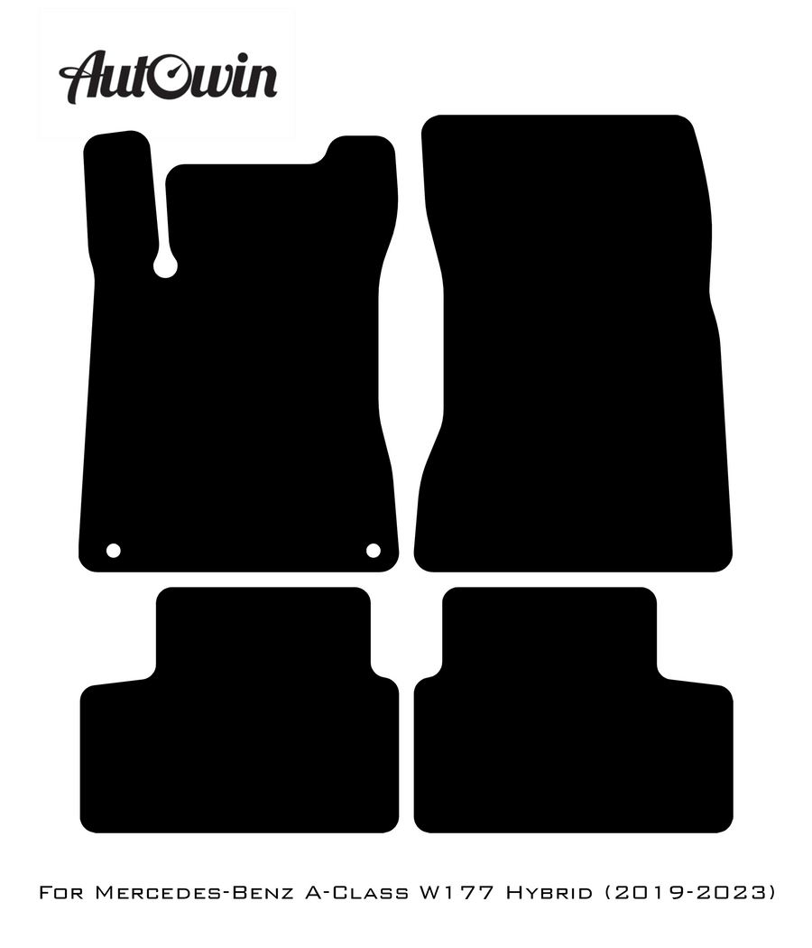 Black Floor Mats For Mercedes Benz A-Class W177 Hybrid (2019-2023) | AutoWin Edition - AutoWin