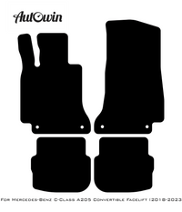 Black Floor Mats For Mercedes Benz C-Class A205 Convertible Facelift (2018-2023) | Fighter Jet Edition - AutoWin