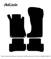 Black Floor Mats For Mercedes Benz C-Class W203 Sedan 4Matic (2000-2007) | Fighter Jet Edition - AutoWin