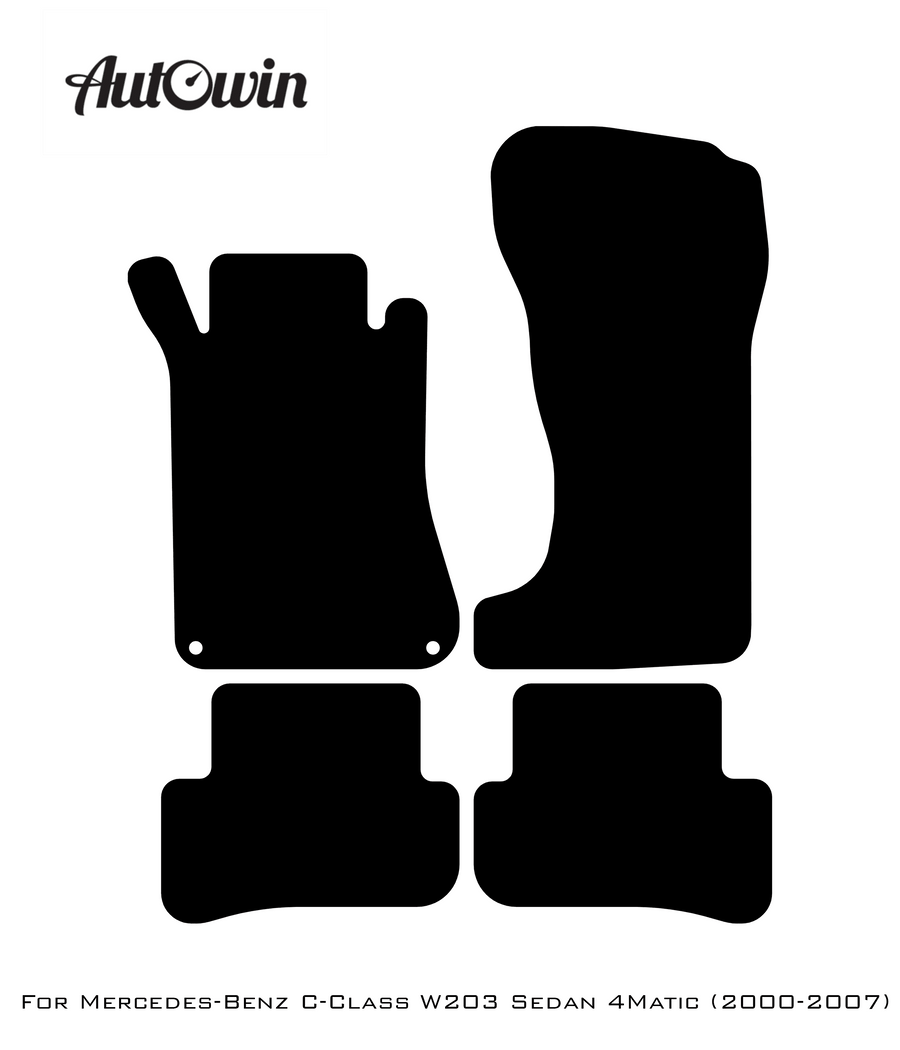 Black Floor Mats For Mercedes Benz C-Class W203 Sedan 4Matic (2000-2007) | Fighter Jet Edition - AutoWin