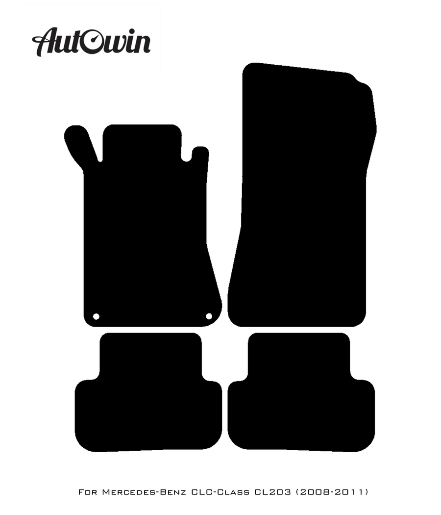 Black Floor Mats For Mercedes Benz CLC-Class CL203 (2008 - 2011) | AutoWin Edition - AutoWin