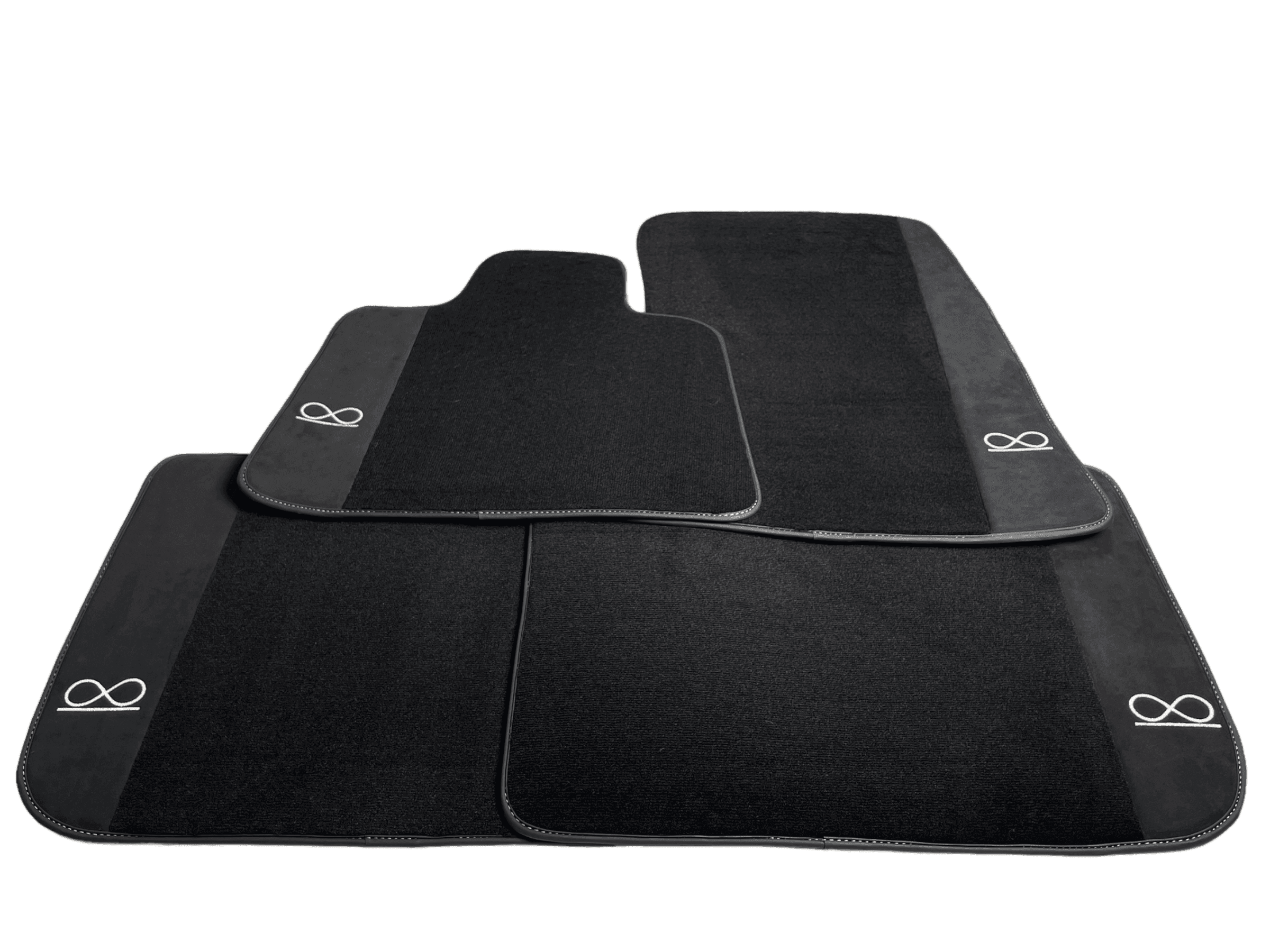 Black Floor Mats For Rolls Royce Black Badge Ghost Fluorescent Logo - AutoWin