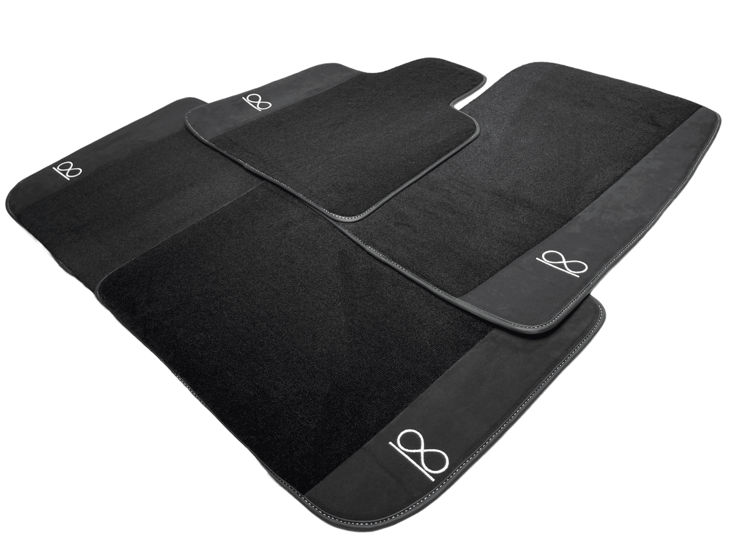 Black Floor Mats For Rolls Royce Black Badge Ghost Fluorescent Logo - AutoWin