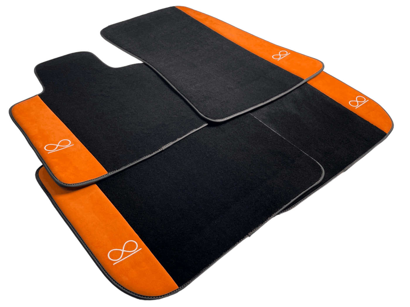 Black Floor Mats For Rolls Royce Black Badge Ghost Orange Alcantara - AutoWin