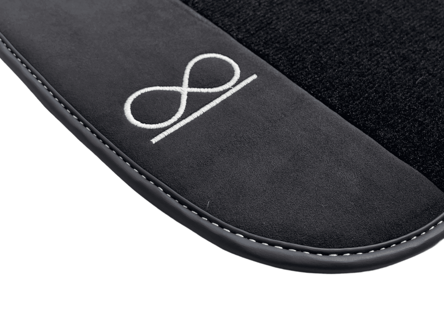 Black Floor Mats For Rolls Royce Black Badge Phantom Drophead Fluorescent Logo - AutoWin