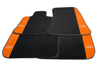 Black Floor Mats For Rolls Royce Black Badge Phantom Drophead Orange Alcantara - AutoWin