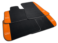 Black Floor Mats For Rolls Royce Black Badge Phantom Drophead Orange Alcantara - AutoWin