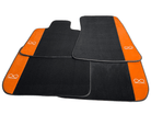 Black Floor Mats For Rolls Royce Black Badge Phantom Drophead Orange Alcantara - AutoWin