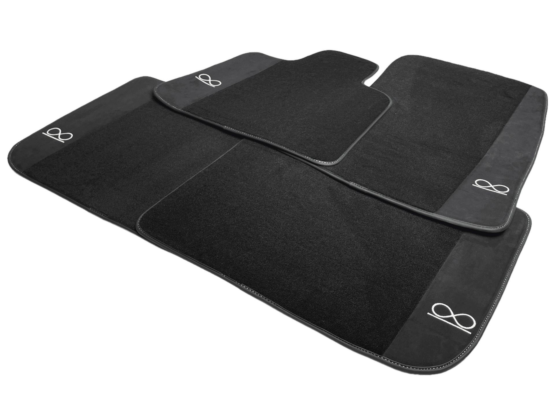 Black Floor Mats For Rolls Royce Black Badge Phantom Fluorescent Logo - AutoWin