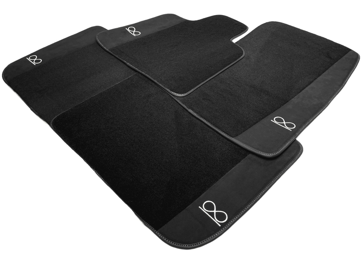 Black Floor Mats For Rolls Royce Black Badge Phantom Fluorescent Logo - AutoWin
