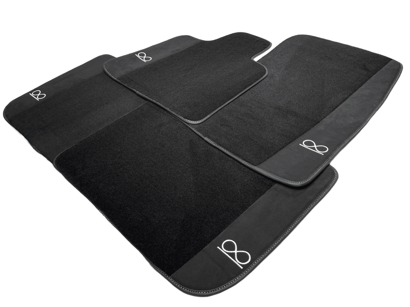 Black Floor Mats For Rolls Royce Black Badge Phantom Fluorescent Logo - AutoWin