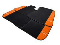 Black Floor Mats For Rolls Royce Shadow 1965-1977 With Orange Alcantara Leather - AutoWin