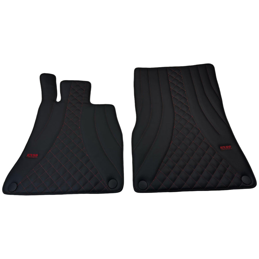 Black Leather Floor Mats For Mercedes Benz E-Class W211 Sedan (2002-2009) | ER56 Design - AutoWin