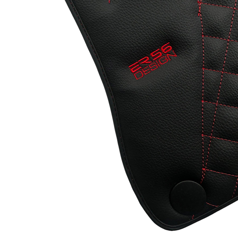 Black Leather Floor Mats For Mercedes Benz EQS-Class X296 (2022-2023) | ER56 Design - AutoWin