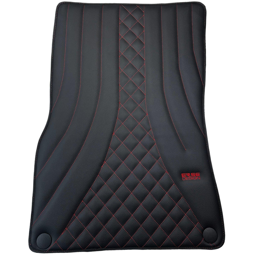 Black Leather Floor Mats For Mercedes Benz S-Class W221 (2005-2013) Long Wheelbase | ER56 Design - AutoWin