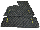 Black Leather Floor Mats for Porsche Macan GTS Yellow Sewing - AutoWin
