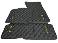Black Leather Floor Mats for Porsche Macan GTS Yellow Sewing - AutoWin