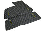 Black Leather Floor Mats for Porsche Macan GTS Yellow Sewing - AutoWin
