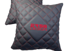 Black Leather Pillows ER56 Design Set of 2 Red Sewing - AutoWin