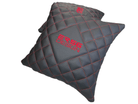 Black Leather Pillows ER56 Design Set of 2 Red Sewing - AutoWin