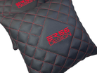Black Leather Pillows ER56 Design Set of 2 Red Sewing - AutoWin