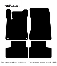 Black Luxury Floor Mats For Mercedes Benz A-Class W177 Hatchback Hybrid (2019-2023) | ER56 Design - AutoWin