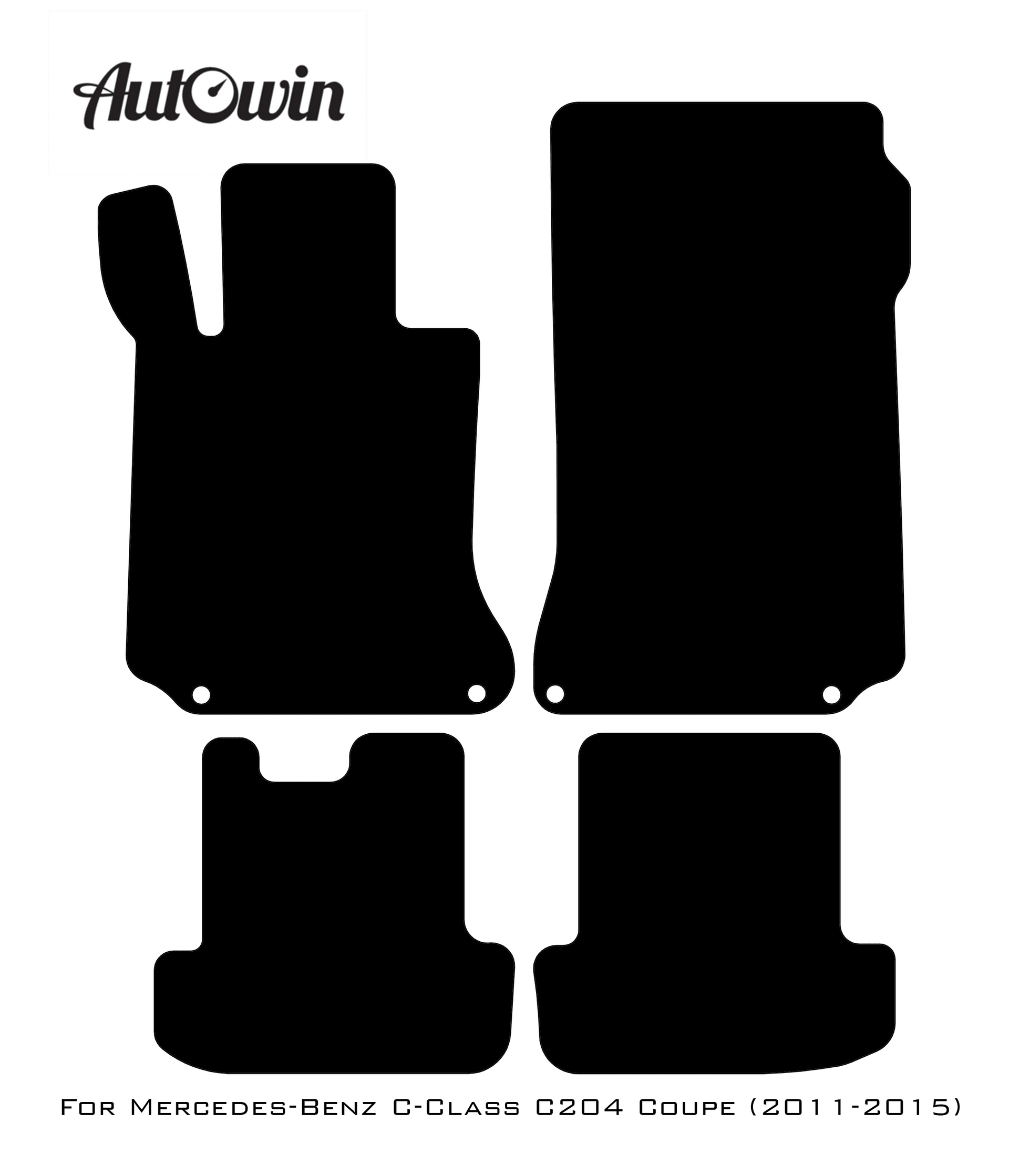 Black Luxury Floor Mats For Mercedes Benz C-Class C204 Coupe (2011-2015) | ER56 Design - AutoWin
