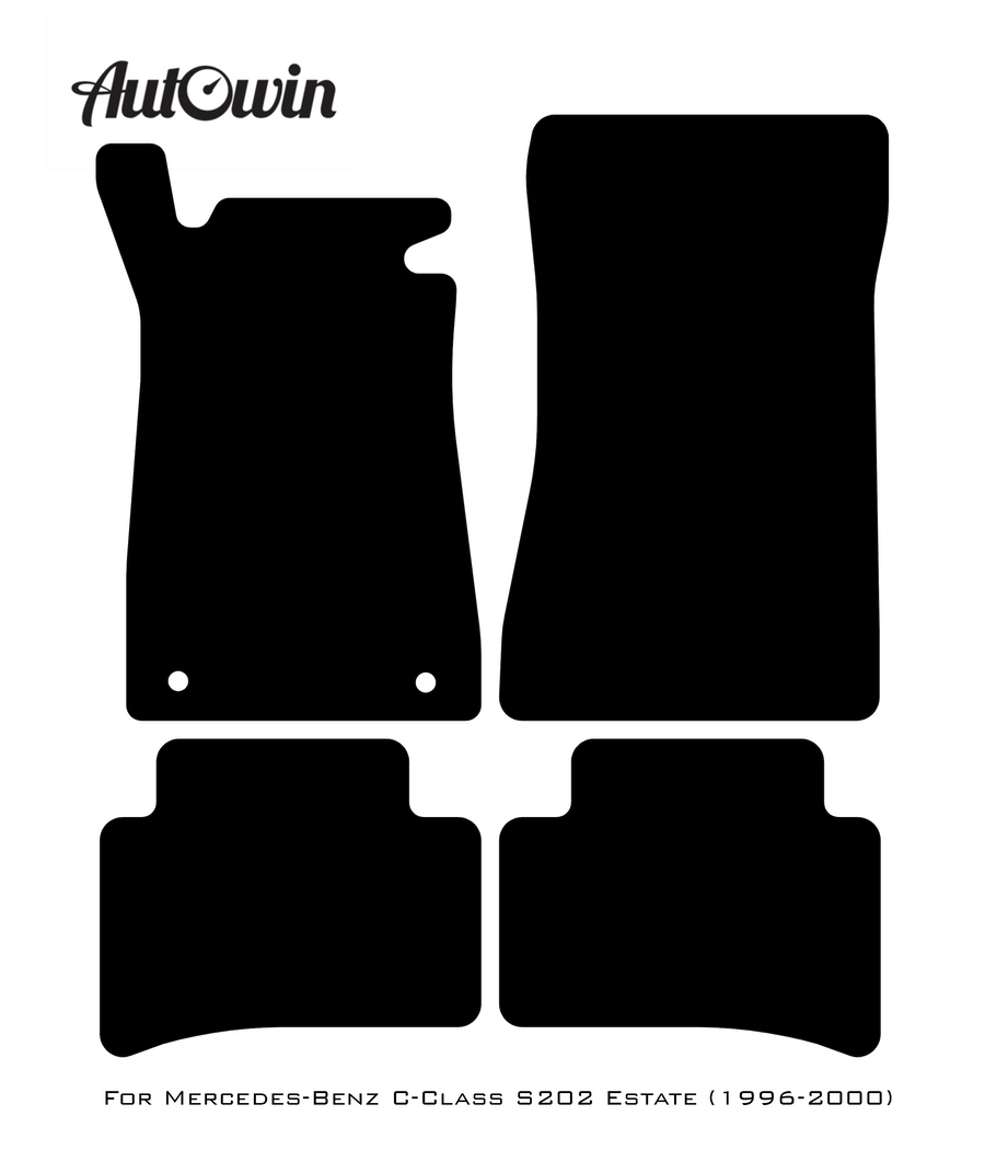 Black Luxury Floor Mats For Mercedes Benz C-Class S202 Estate (1996-2000) | ER56 Design - AutoWin