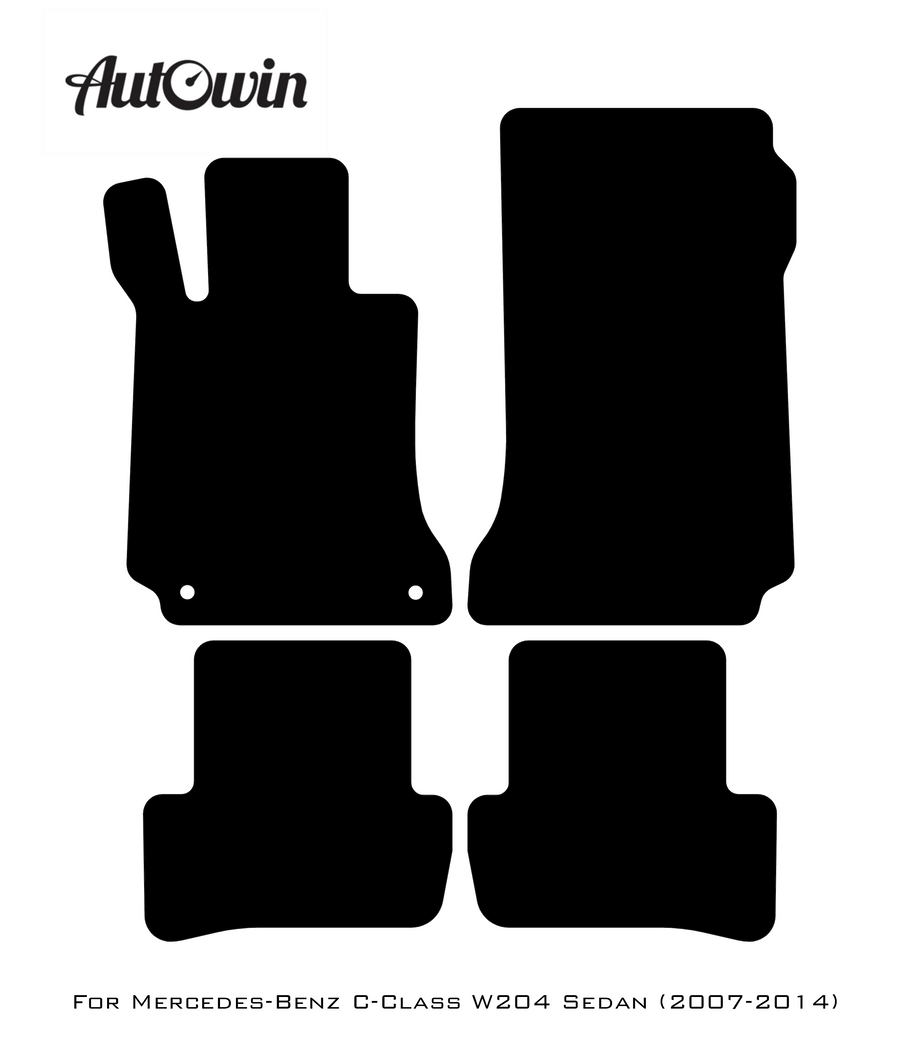 Black Luxury Floor Mats For Mercedes Benz C-Class W204 Sedan (2007-2014) | ER56 Design - AutoWin
