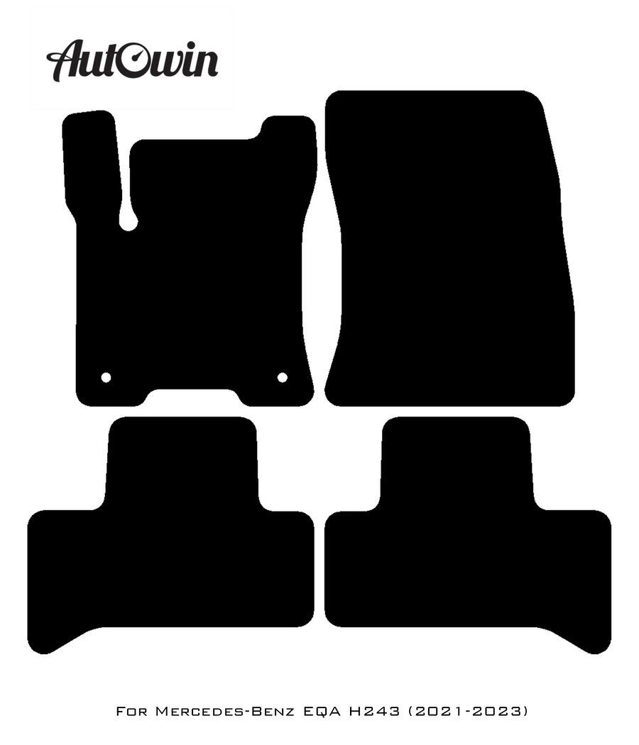 Black Luxury Floor Mats For Mercedes Benz EQA-Class H243 (2021-2023) | ER56 Design - AutoWin