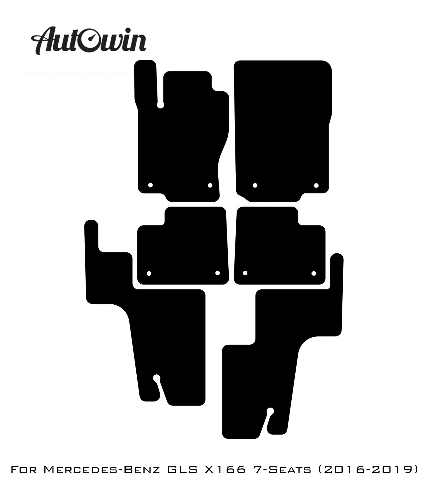Black Luxury Floor Mats For Mercedes Benz GLS-Class X166 (2016-2019) | ER56 Design - AutoWin